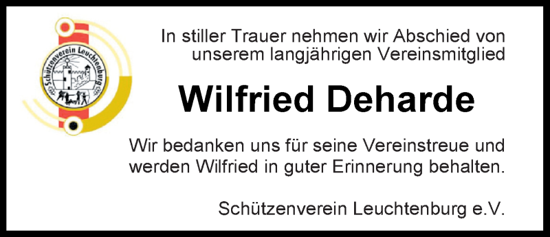  Traueranzeige für Wilfried Deharde vom 11.12.2021 aus Nordwest-Zeitung