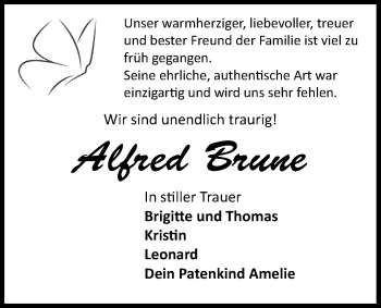 Traueranzeige von Alfred Brune von Nordwest-Zeitung