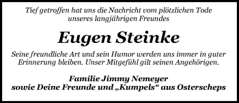 Traueranzeige von Eugen Steinke von Nordwest-Zeitung