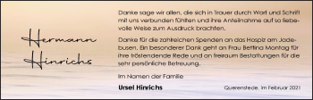 Traueranzeige von Hermann Hinrichs von Nordwest-Zeitung