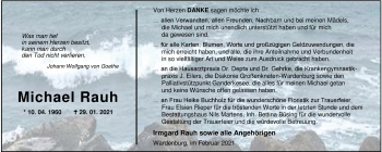 Traueranzeige von Michael Rauh von Nordwest-Zeitung