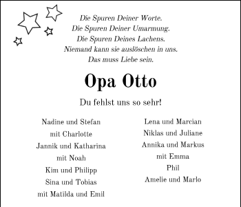 Traueranzeige von Otto von Aschwege von Nordwest-Zeitung