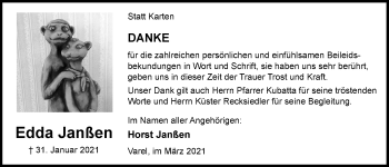 Traueranzeige von Edda Janßen von Nordwest-Zeitung