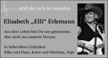 Traueranzeige von Elisabeth Erlemann von Nordwest-Zeitung