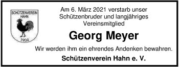 Traueranzeige von Georg Meyer von Nordwest-Zeitung