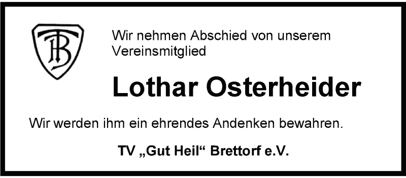  Traueranzeige für Lothar Osterheider vom 05.03.2021 aus Nordwest-Zeitung
