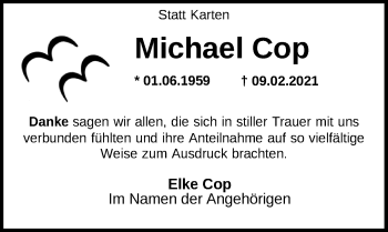 Traueranzeige von Michael Cop von Nordwest-Zeitung