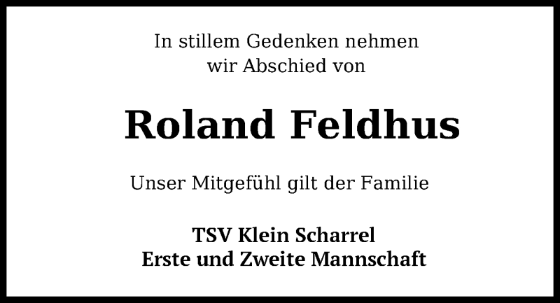  Traueranzeige für Roland Feldhus vom 11.03.2021 aus Nordwest-Zeitung