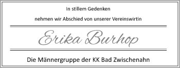 Traueranzeige von Erika Burhop von Nordwest-Zeitung