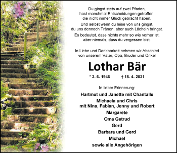 Traueranzeige von Lothar Bär von Nordwest-Zeitung