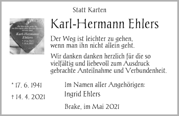 Traueranzeige von Karl-Hermann Ehlers von Nordwest-Zeitung