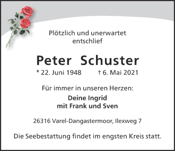Traueranzeige von Peter Schuster von Nordwest-Zeitung