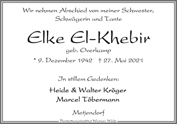 Traueranzeige von Elke El-Khebir von Nordwest-Zeitung