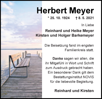 Traueranzeige von Herbert Meyer von Nordwest-Zeitung