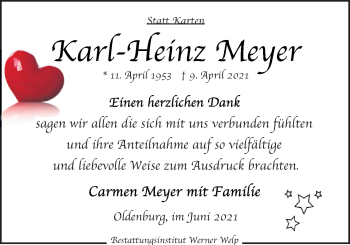 Traueranzeige von Karl-Heinz Meyer von Nordwest-Zeitung