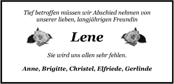 Traueranzeige von Lene Büntjen von Nordwest-Zeitung