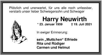 Traueranzeige von Harry Neuwirth von Nordwest-Zeitung