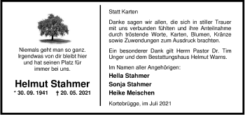 Traueranzeige von Helmut Stahmer von Nordwest-Zeitung