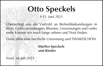 Traueranzeige von Otto Speckels von Nordwest-Zeitung