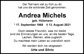 Traueranzeige von Andrea Michels von Nordwest-Zeitung
