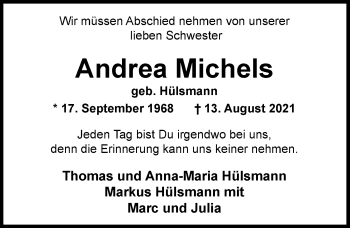 Traueranzeige von Andrea Michels von Nordwest-Zeitung