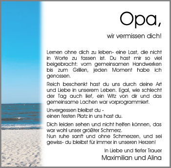 Traueranzeige von Fredy Sommerfeld von Nordwest-Zeitung