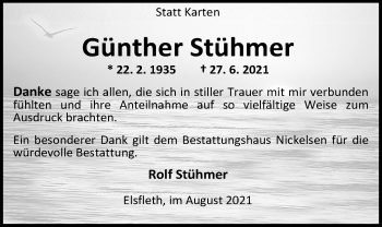 Traueranzeige von Günther Stühmer von Nordwest-Zeitung