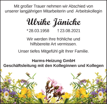 Traueranzeige von Ulrike Jänicke von Nordwest-Zeitung