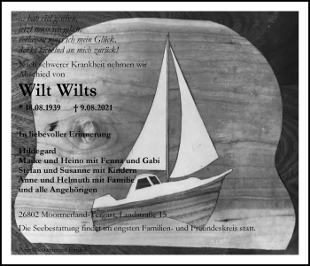 Traueranzeige von Wilt Wilts von Emder Zeitung