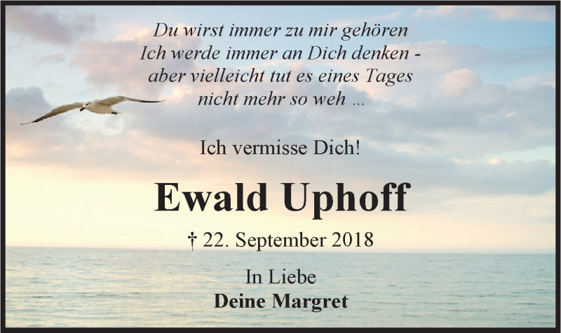  Traueranzeige für Ewald Uphoff vom 22.09.2021 aus Emder Zeitung