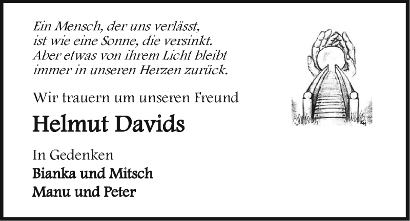  Traueranzeige für Helmut Davids vom 28.09.2021 aus Emder Zeitung