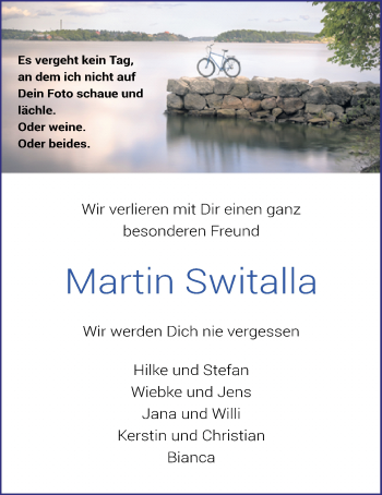 Traueranzeige von Martin Switalla von Nordwest-Zeitung