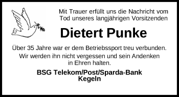 Traueranzeige von Dietert Punke von Nordwest-Zeitung