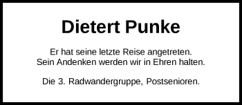 Traueranzeige von Dietert Punke von Nordwest-Zeitung