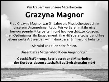 Traueranzeige von Grazyna Magnor von Nordwest-Zeitung