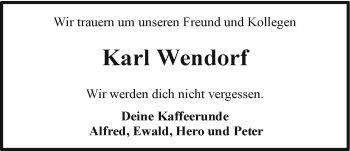 Traueranzeige von Karl Wendorf von Emder Zeitung