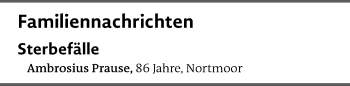 Traueranzeige von Sterbetafel vom 07.01.2022 von Emder Zeitung