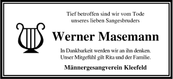 Traueranzeige von Werner Masemann von Nordwest-Zeitung