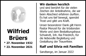 Traueranzeige von Wilfried Brüers von Nordwest-Zeitung