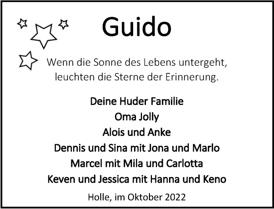 Traueranzeige von Guido Heinemann von Nordwest-Zeitung