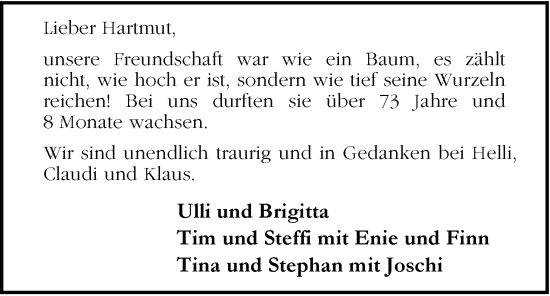 Traueranzeige von Hartmut Wenzel von Nordwest-Zeitung