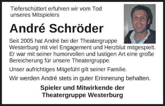 Traueranzeige von Andre Schröder von Nordwest-Zeitung