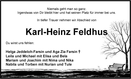 Traueranzeige von Karl-Heinz Feldhus von Nordwest-Zeitung