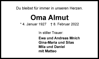 Traueranzeige von Almut Will von Nordwest-Zeitung