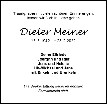 Traueranzeige von Dieter Meinert von Nordwest-Zeitung