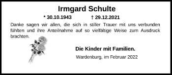 Traueranzeige von Irmgard Schulte von Nordwest-Zeitung