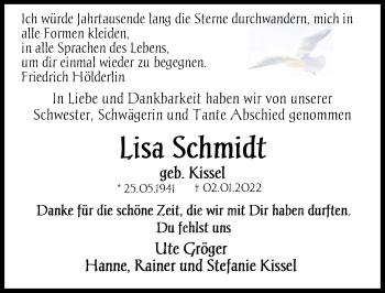 Traueranzeige von Lisa Schmidt von Nordwest-Zeitung