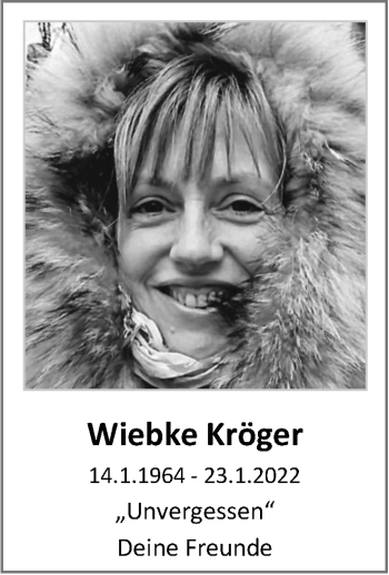 Traueranzeige von Wiebke Kröger von Nordwest-Zeitung