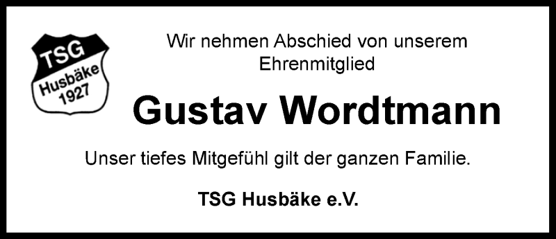  Traueranzeige für Gustav Wordtmann vom 29.03.2022 aus Nordwest-Zeitung