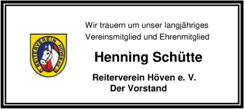 Traueranzeige von Henning Schütte von Nordwest-Zeitung